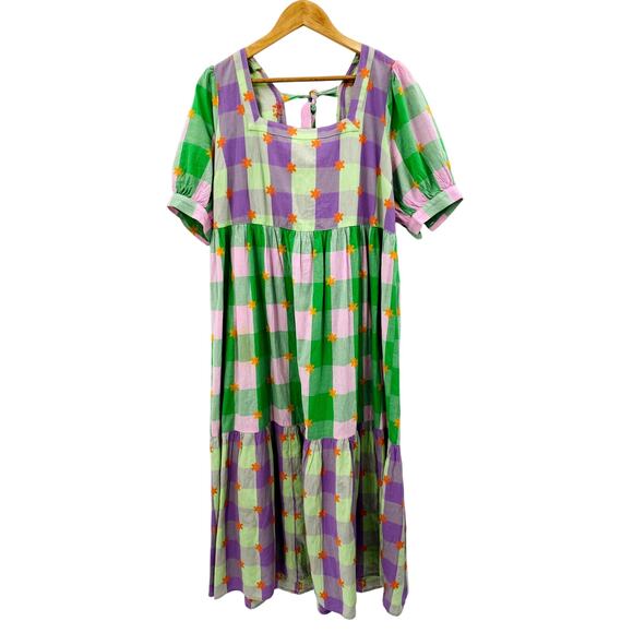 ASOS collusion gingham colorful tiered dress - Picture 3 of 9
